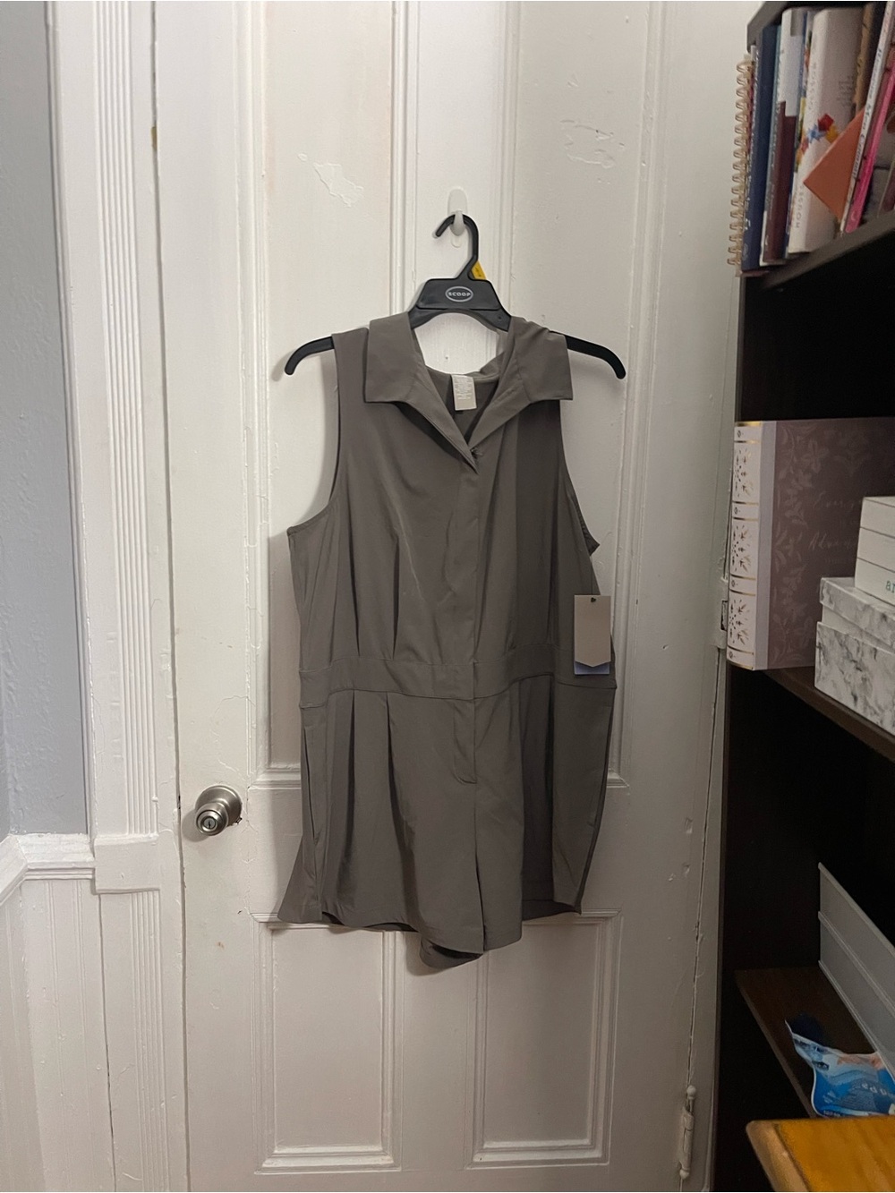 Avia Sleeveless Collared Romper in Taupe